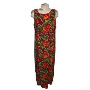 NOTATIONS Maxi Sundress Floral Vtg Sleeveless Size Large Summer Resort Wear